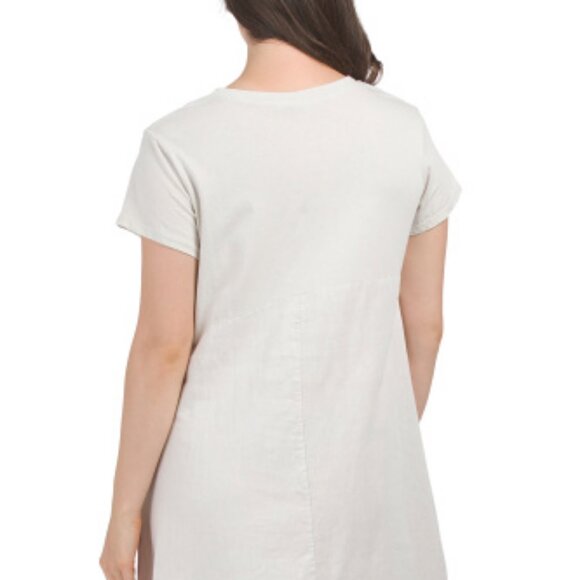 🔥 Closet Sale! Made in Italy Linen Blend Knit Mini Dress Beige - Picture 3 of 4